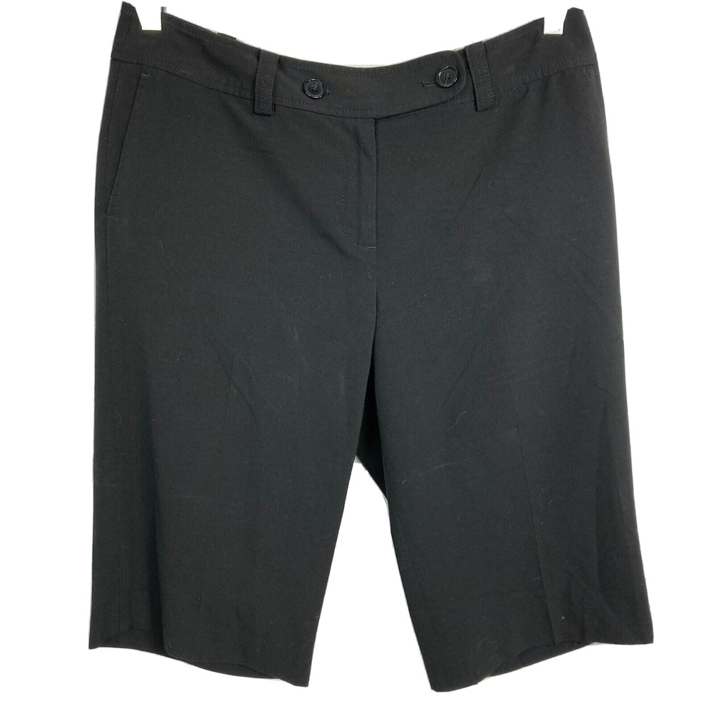 Ann Taylor Shorts Womens Sz 10 Black Signature Fit Bermuda Stretch Button/Zip